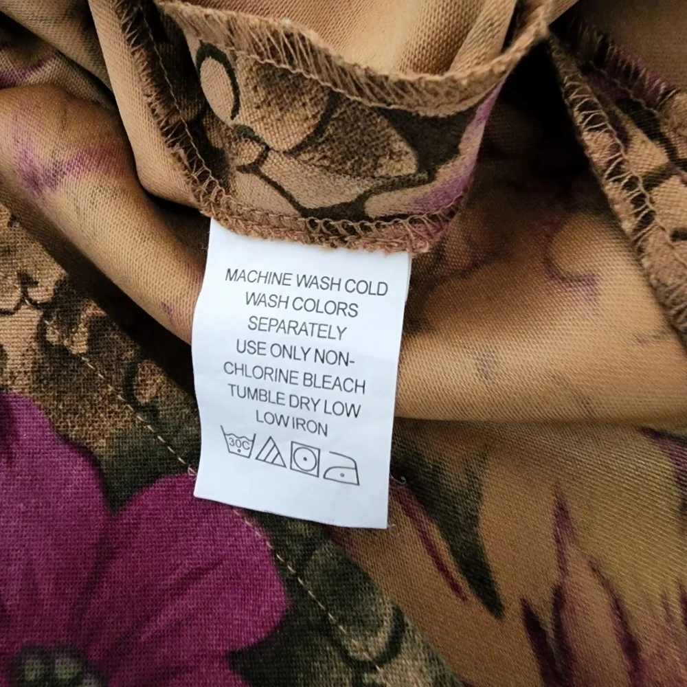 Chadwick Vintage Lavender & Tan Color Prairie Floral Print Women's Skirt Size 8